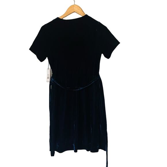 Dex Velvet Short Sleeve Wrap Dress Size S Small NWT Navy - Picture 2 of 9